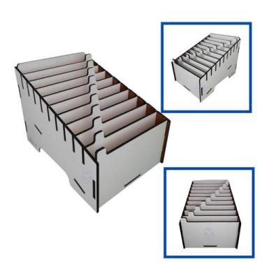 Imagem de Organizador De Mesa Para Assistência 10 Baias Com Abas Branco Comandas