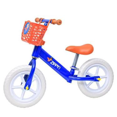 Imagem de Bicicleta De Equilíbrio Aro 12 Azul Infantil Com Cestinha Para Criança