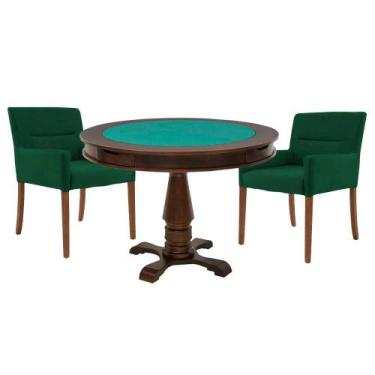 Imagem de Mesa de Jogos Carteado Victoria Redonda Tampo Reversível Imbuia com 2 
