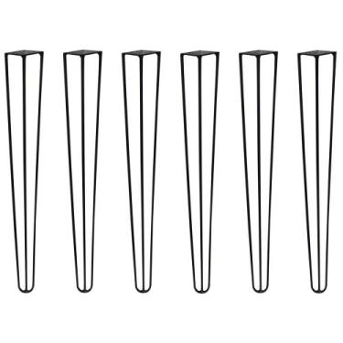 Imagem de Kit 6 Pés de Metal 60 CM Hairpin Legs Mesa de Canto Aparador Preto G41