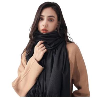 Imagem de Cachecol Feminino Lenço Retangular Pashmina Echarpe Xales Unissex Frio