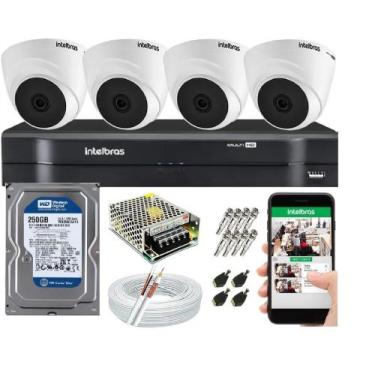 Imagem de Kit Cftv 4 Câmeras Intelbras Dome Vhc 1120 D E Dvr Mhd