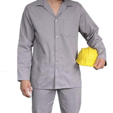 Imagem de Camisa Brim Uniforme Manga Longa Botão C/ Bolso Profissional - Maicol 