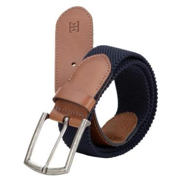 Imagem de Cinto Masculino em semi elástico na cor marinho com ponteiras em couro