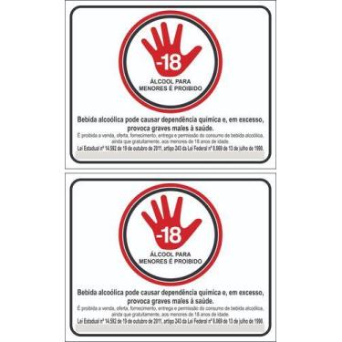 Imagem de 2 Adesivos Sinalização Proibido Bebida Alcoólica P/ Menores - Royal Ar