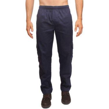 Imagem de Calça Brim Extra Plus Size Especial Conforto Elástico Cordão - NoBrand