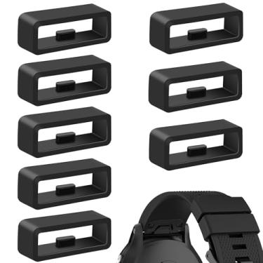 Imagem de VANCLE Pacote com 8 Pulseiras de Relógio Compatíveis com Garmin Venu 3/Venu 2, Vivoactive 4, Instinct/Instinct 2, Fenix 7/6/5, Forerunner 965/955/945/935/265/255, Silicone Preta, Médio, Gancho e Laço