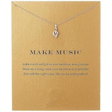 Imagem de A-yeite Lindo colar com pingente de nota musical, clássico, simples, adorável clavícula, para mulheres, presentes para amantes de música, amizade, joias BFF, Zinco, Sem Pedra Preciosa