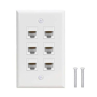 Imagem de 6 Port Ethernet Wall Plate - VICTEK - Ethernet Cat6 RJ45 Wall Plate Female to Female - White