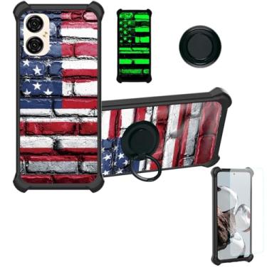 Imagem de jioeuinly Capa compatível com BLU G34 [com protetor de tela de vidro temperado][PC rígido + silicone macio][suporte para anel] [efeito luminoso] YGH-GQ