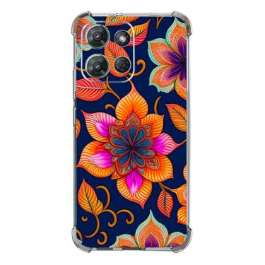 Imagem de Beaucov Capa para Moto G Power 2025, capa de proteção contra queda de folha de flor laranja à prova de choque capa protetora de corpo inteiro resistente a arranhões para Motorola Moto G Power 2025