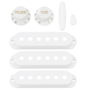 Imagem de LT Easiyl 1 conjunto de capas de captador estilo vintage com botões ponta de interruptor Tremolo kit de acessórios de ponta de braço compatível com Fender Stratocaster Strat