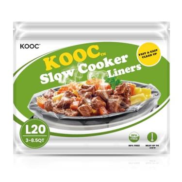 Imagem de KOOC [Novo] Forros e Sacos de Cozinha Premium para Fogão Lento, Tamanho Grande Cabe em Panelas de 4 Qt A 8,5 Qt, 13 "X 21" (20 Contagens), Adequados para Panelas Ovais e Redondas, Sem Bpa