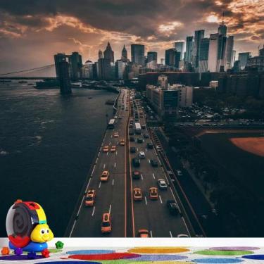 Imagem de Papel de Parede Cidade ao Por do Sol - AloPapers, 3,50m de largura, 1,