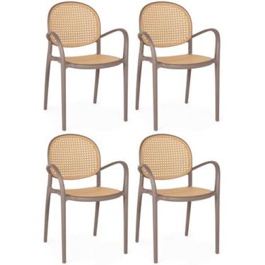 Imagem de Kit 4 Cadeiras de Jantar Roma com Braço para Sala e Cozinha - Marrom C
