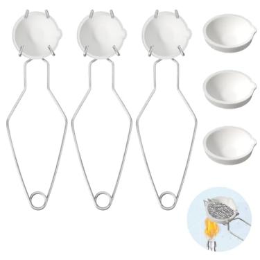 Imagem de Kit de 9 cadinhos para derretimento de metal, 6 cadinhos de quartzo de cerâmica, 3 peças de alça de chicote, pinças de cadinho, kit de derretimento de metal, kit inicial de ourivesaria, metais