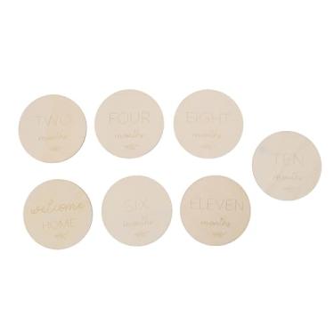 Imagem de 7pcs Wooden Monthly Milestone Photo Cards, Baby Double -Sudyd Baby Milestone Marker Discs para Novos Pais Recém -nascidos Bebês