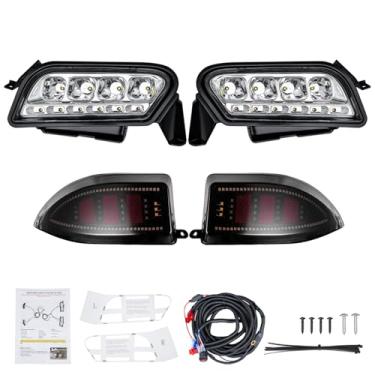 Imagem de WEKANI Kit de luz LED de carrinho de golfe para ritmo de carro de clube, kit de farol de LED e lanterna traseira adequado para modelos elétricos e gasolina com arnês