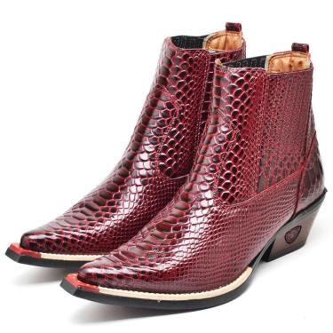 Imagem de Bota Country Masculina Couro Bico Fino Cano Médio Estilo