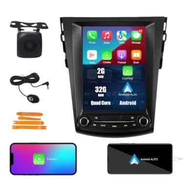 Imagem de Kunfine Tesla Style Car CarPlay Android Auto Navigation Stereo GPS Radio Reverse Camera 24.6 cm IPS Touchscreen Headunit Tablet Media Player para Toyota RAV4 2007-2012, se aplicável Quad Core 2G + 32G