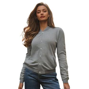 Imagem de Jaqueta de Moletom Feminina Lisa com Bolsos Estilo Casual - Calttony, 