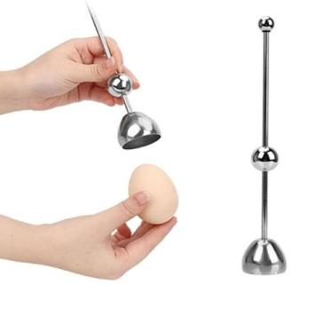 Imagem de Cortador em Aço Inox Abridor Tampa Corte de Casca De Ovos Cru ou Cozid