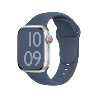 Imagem de ELETTRONEO Pulseira esportiva feminina SBC1A Ultra 2 de 49 mm, série 10 de 46 mm, 9 8 7 45 mm e 41 mm, SE 6, 5, 4, 44 mm e 40 mm, 3 2 1 42 mm 38 mm iWatch, pulseira de silicone, azul abyss