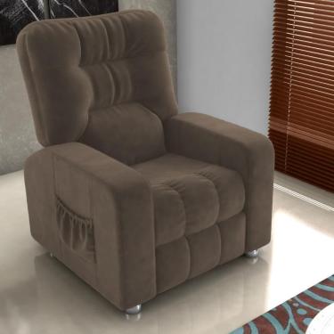 Imagem de Poltrona Reclinável Almofada Derby Veludo Marrom