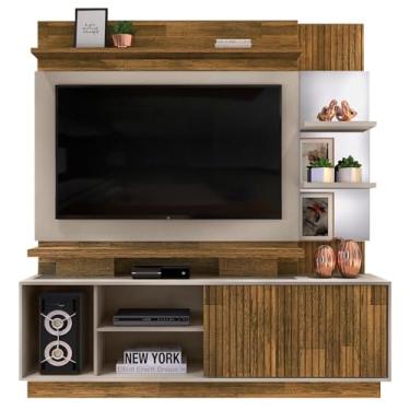 Imagem de Home Theater Lupo Para TV 55 Pol Tronco Ripado Creme DJ Moveis