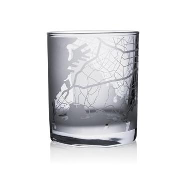 Imagem de Conjunto de 2 copos de uísque com mapa da cidade de Qingdao, copos rochosos, 25 ml, copos antiquados para beber uísque escocês, bourbon, coquetel, conhaque, vodca, gin, tequila, rum, licor de centeio