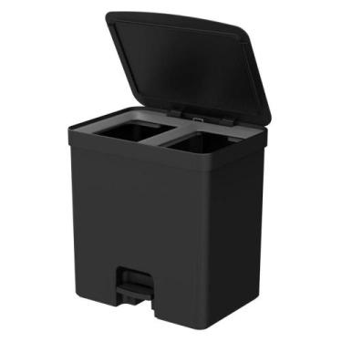 Imagem de Lixeira de Pedal Trium 20L Duplo Compartilhamento Preto - Ou Martiplas