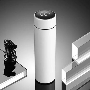 Imagem de Garrafa Térmica Com Termômetro Led Digital Em Aço Inox Café Água Quente Gelado 500ml