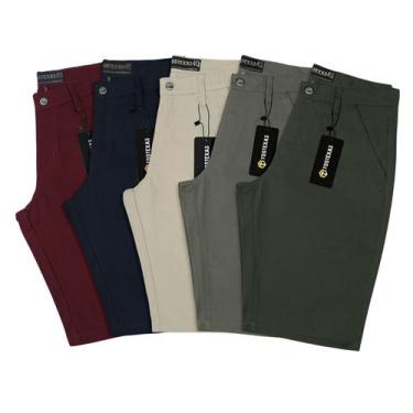 Imagem de Kit 5 Bermuda Masculina Sarja Casual Revenda Atacado - Tootexas, Vinho