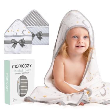 Imagem de Toalha de bebê Momcozy com capuz Starry Sky 35x35in, pacote com 2 pacotes de algodão