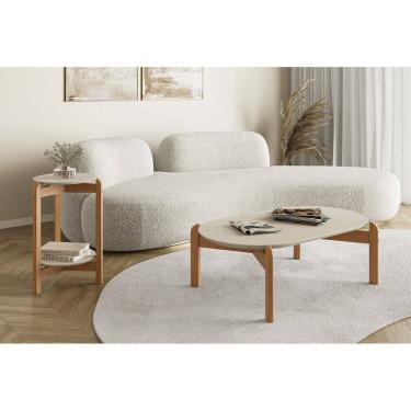 Imagem de Kit de Mesa Sala Estar Lizz Off White Marrom Casa D