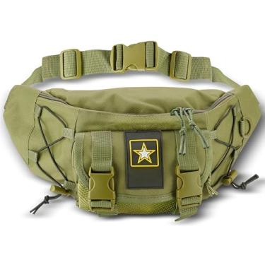 Imagem de Pochete para homens e mulheres - bolsa de cintura com vários compartimentos - bolsa de viagem resistente à água com alças ajustáveis para caminhadas, corrida (verde), Verde