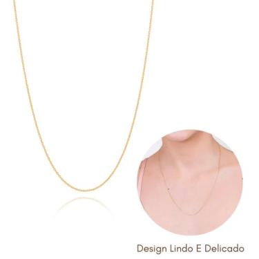 Imagem de Cordão Elo Cadeado Feminino Rommanel Fino Delicado Combine Com Vários 