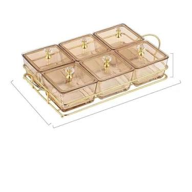 Imagem de Tigela de frutas, conjunto de bandeja de frutas de porca acrílica, tigela de salada de armazenamento de lanches de sobremesa com tampa, adequada para lanches e frutas secas para armazenamento de