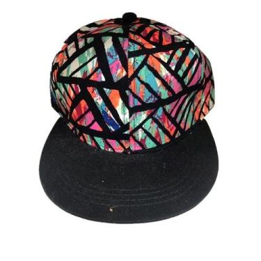 Imagem de Boné Trucker Preto aba reto cottons estilo hip hop snapback - oem