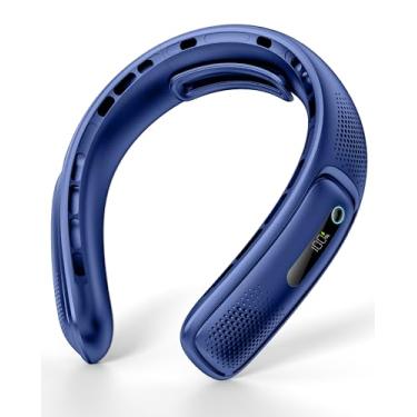 Imagem de Jkjoy Ventilador de pescoço portátil, ventilador de pescoço 4 turbo sem lâmina, ventilador pessoal recarregável por bateria de 4000 mAh, ventilador pessoal recarregável por USB de 360°, 3 velocidades