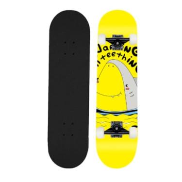 Imagem de Skate Skate 78,7 cm * 19,1 cm Conjunto completo de rolamentos desenhos animados Plitt Simples Bonito Moda Iniciantes Crianças Adultos Adolescentes Adequado para Elevação Dupla Quatro Rodas Deslizantes