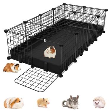 Imagem de Cercado de animais pequenos com tapete impermeável, gaiolas de porquinho da índia, gaiola C & C para hamster, coelho, ouriço, chinchila, furão, cerca de arame de metal portátil para ambientes internos