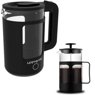 Imagem de Kit Chaleira Elétrica Inox e Vidro 1,5 L 110V + Cafeteira Prensa Francesa Manual Cremeira (350 ML)