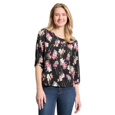 Imagem de Jones New York Crepe feminino estampado musgo gola redonda W 3Q Puff, preto Jones Multi, Jones Black Multi, XG