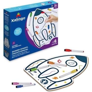 Imagem de Quadro Branco Infantil para Colorir Foguete Espacial Xalingo