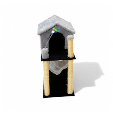 Imagem de Arranhador Para Gato Casinha Com Rede 2 Andares Luxo (Cinza)