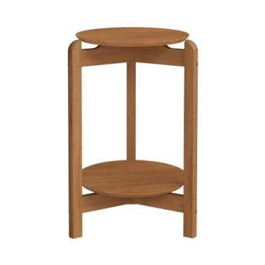 Imagem de Mesa Lateral Sala Lizz com Pés de Madeira Maciça - CASA D, Cedro
