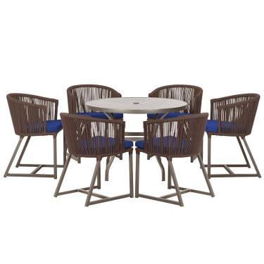 Imagem de Mesa com 6 Cadeiras de Jantar Roma 120cm e Noronha em Alumínio