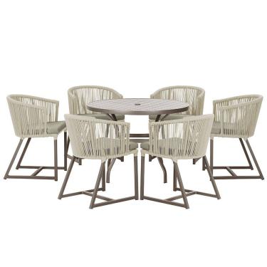 Imagem de Mesa com 6 Cadeiras de Jantar Roma 120cm e Noronha em Alumínio