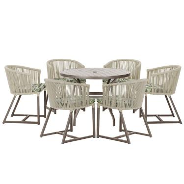 Imagem de Mesa com 6 Cadeiras de Jantar Roma 120cm e Noronha em Alumínio